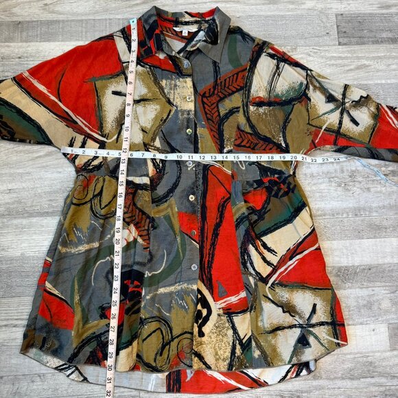 John Mark Abstract long sleeve button down tunic size medium G14 - Picture 2 of 5
